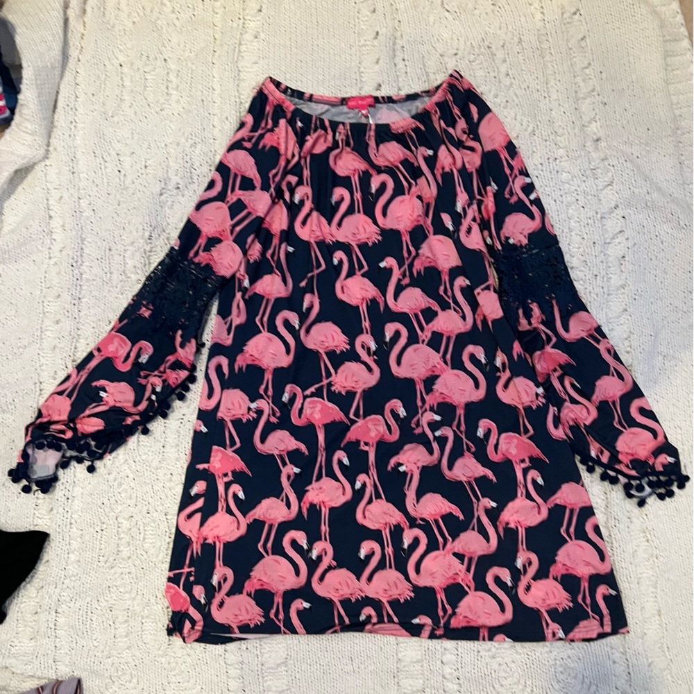 Simply Southern, long sleeve, flamingo, mid thigh length size Small dress.